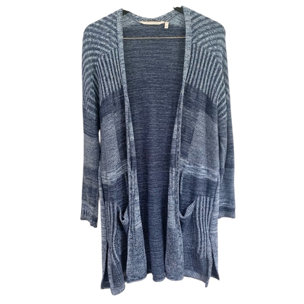 Soft Surroundings Patchwork Blues Open Cardigan S… - image 2